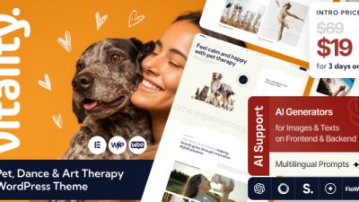 Vitality - Pet, Dance & Art Therapy WordPress Theme